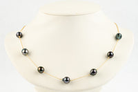 Violet Green Tin-Cup Tahitian Pearl Necklace on 14/20 Gold Filled