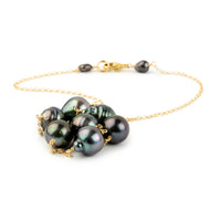 Violet Green Tin-Cup Tahitian Pearl Necklace on 14/20 Gold Filled