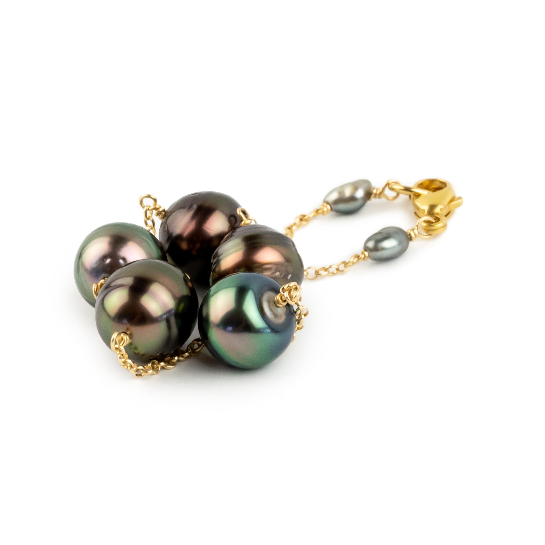 Aubergine Peacock Circled Tin-Cup Tahitian Pearl Bracelet on 14/20 Gold Filled