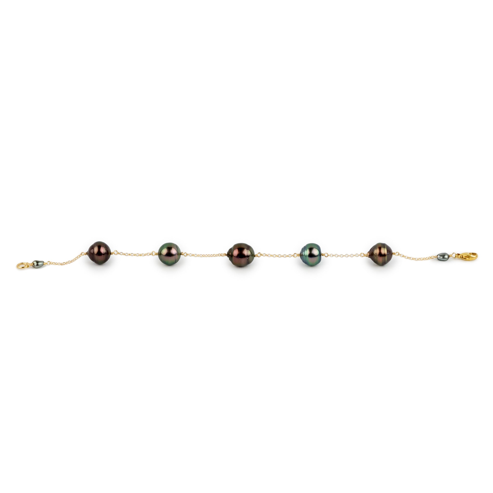Aubergine Peacock Circled Tin-Cup Tahitian Pearl Bracelet on 14/20 Gold Filled