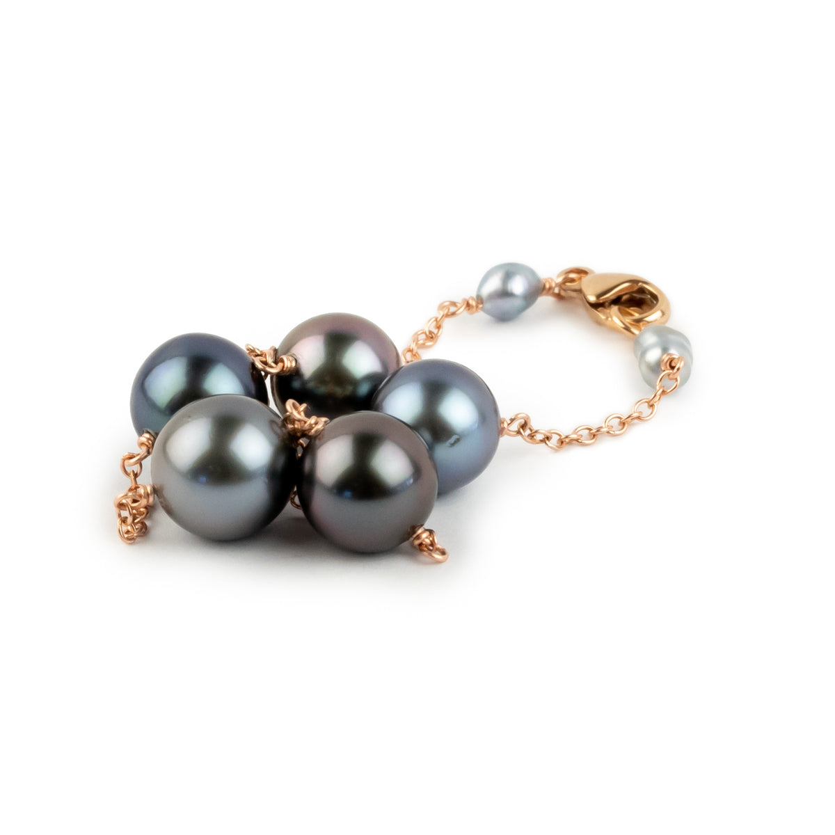 Lavender Blue Tahitian Pearl Tin Cup Bracelet on 14K Rose Gold