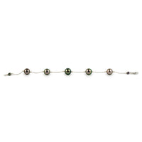 Pink Green Tahitian Pearl Tin Cup Bracelet on 14k White Gold