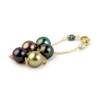 Five Flash Tahitian Pearl Tin Cup Bracelet on 14K Yellow Gold
