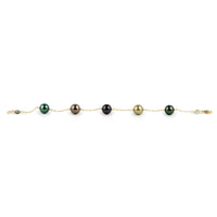 Five Flash Tahitian Pearl Tin Cup Bracelet on 14K Yellow Gold
