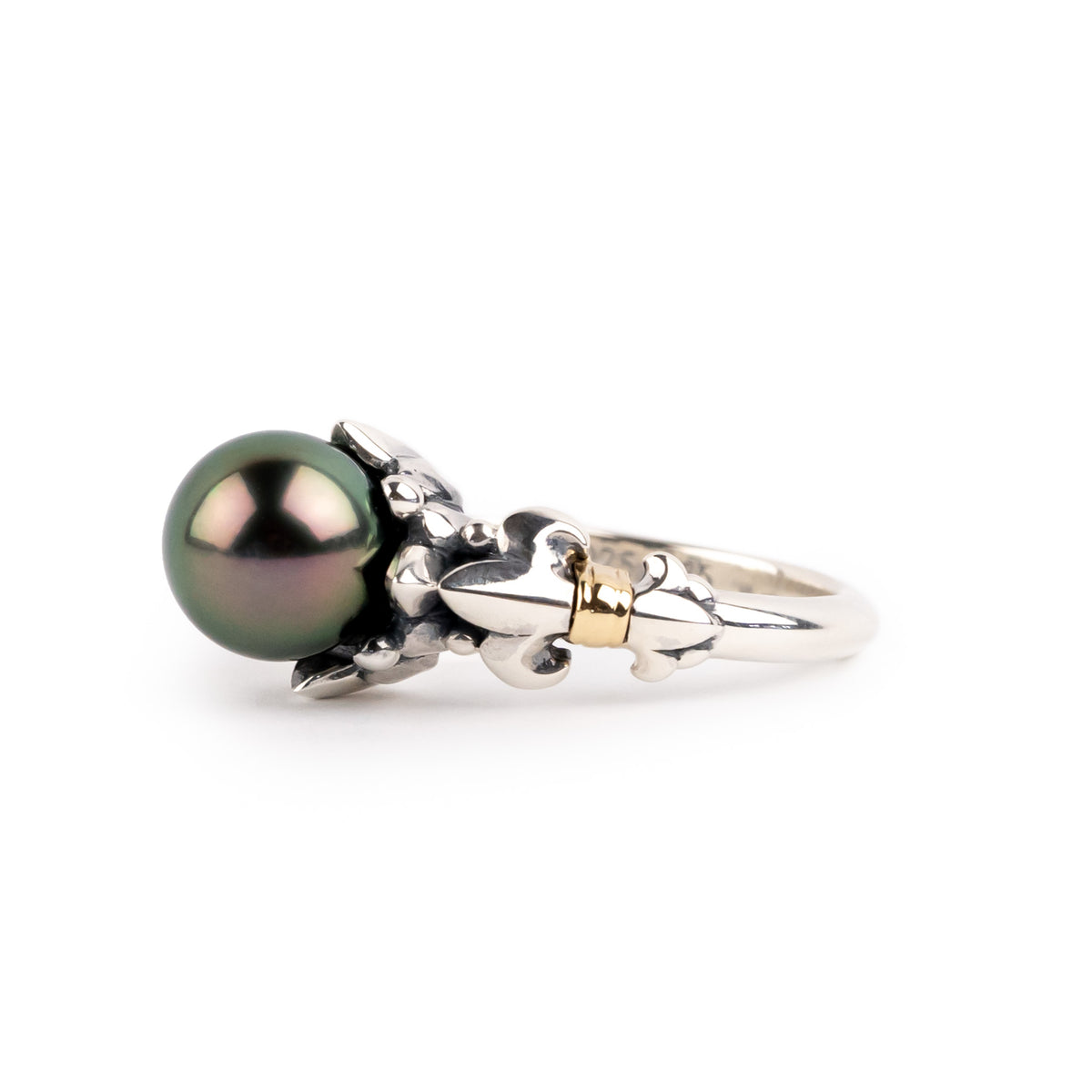 Aubergine Green Acropora Tahitian Pearl Ring