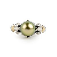 Golden Green Acropora Tahitian Pearl Ring