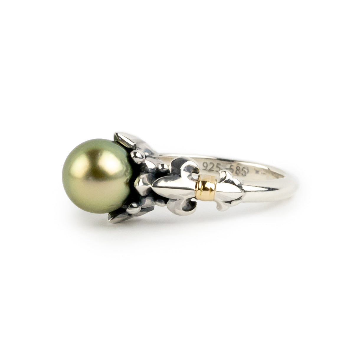 Golden Green Acropora Tahitian Pearl Ring