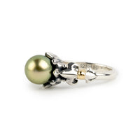 Golden Green Acropora Tahitian Pearl Ring
