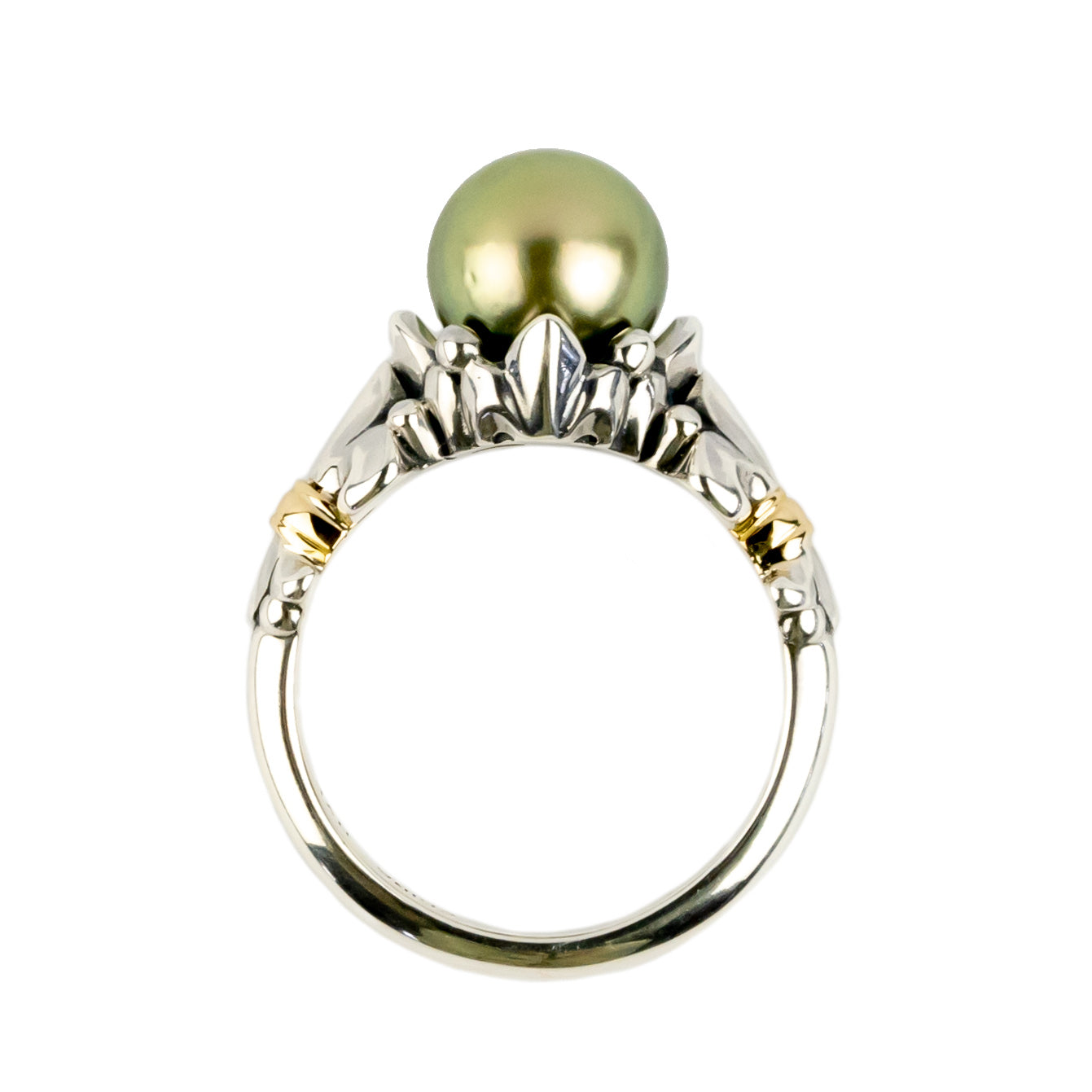 Golden Green Acropora Tahitian Pearl Ring