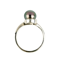 Pastel Pink Green 8.1mm Tahitian Pearl Swirl Ring on Sterling Silver