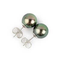 Flashy Pink Peacock 10mm Tahitian Pearl Statement Stud Earrings