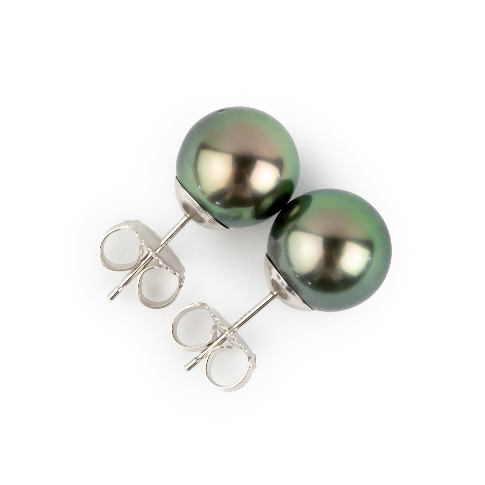 Flashy Pink Peacock 10mm Tahitian Pearl Statement Stud Earrings