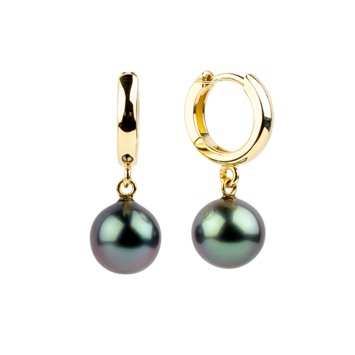 Tropical Midnight Tahitian Pearl Huggie Hoop Earrings