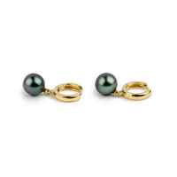 Tropical Midnight Tahitian Pearl Huggie Hoop Earrings
