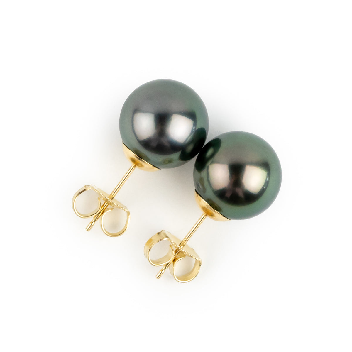 Indigo Green Peacock 11.2mm Statement Pearl Stud Earrings