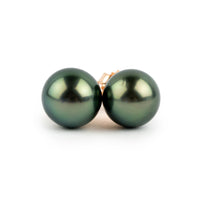 Luscious Green 9-9.6mm Tahitian Pearl Stud Earrings
