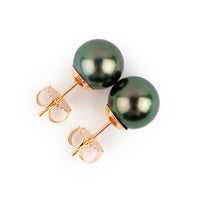 Luscious Green 9-9.6mm Tahitian Pearl Stud Earrings