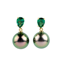 Tahitian Pearl & Emerald Sirène Earrings