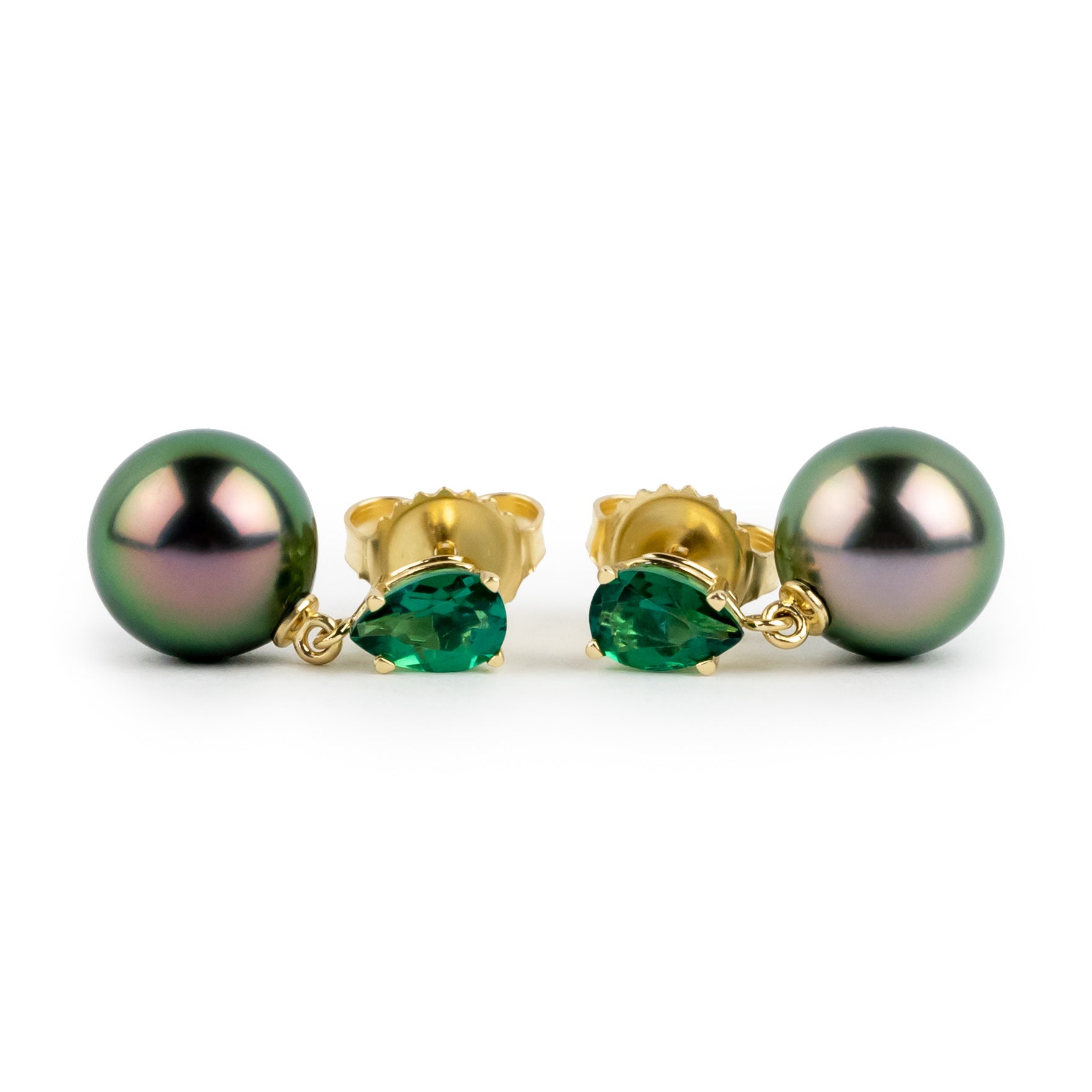 Tahitian Pearl & Emerald Sirène Earrings