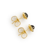 Aubergine Green Keshi Pearl 14K Gold Seashell Stud Earrings