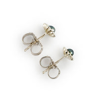 Silvery Blue Keshi Pearl Sterling Silver Seashell Stud Earrings