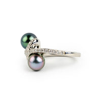 Tahitian Pearl & Diamond Tehau Ring on 14K White Gold