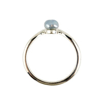 Tahitian Keshi Pearl & Diamond Sunrise Ring on Sterling Silver