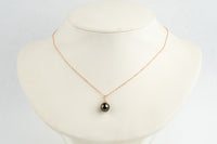 Aubergine Green Tahitian Pearl & Diamond Toru Necklace on 14K Rose Gold