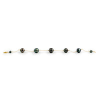 Peacock Circled Tin-Cup Tahitian Pearl Bracelet on Gold Filled