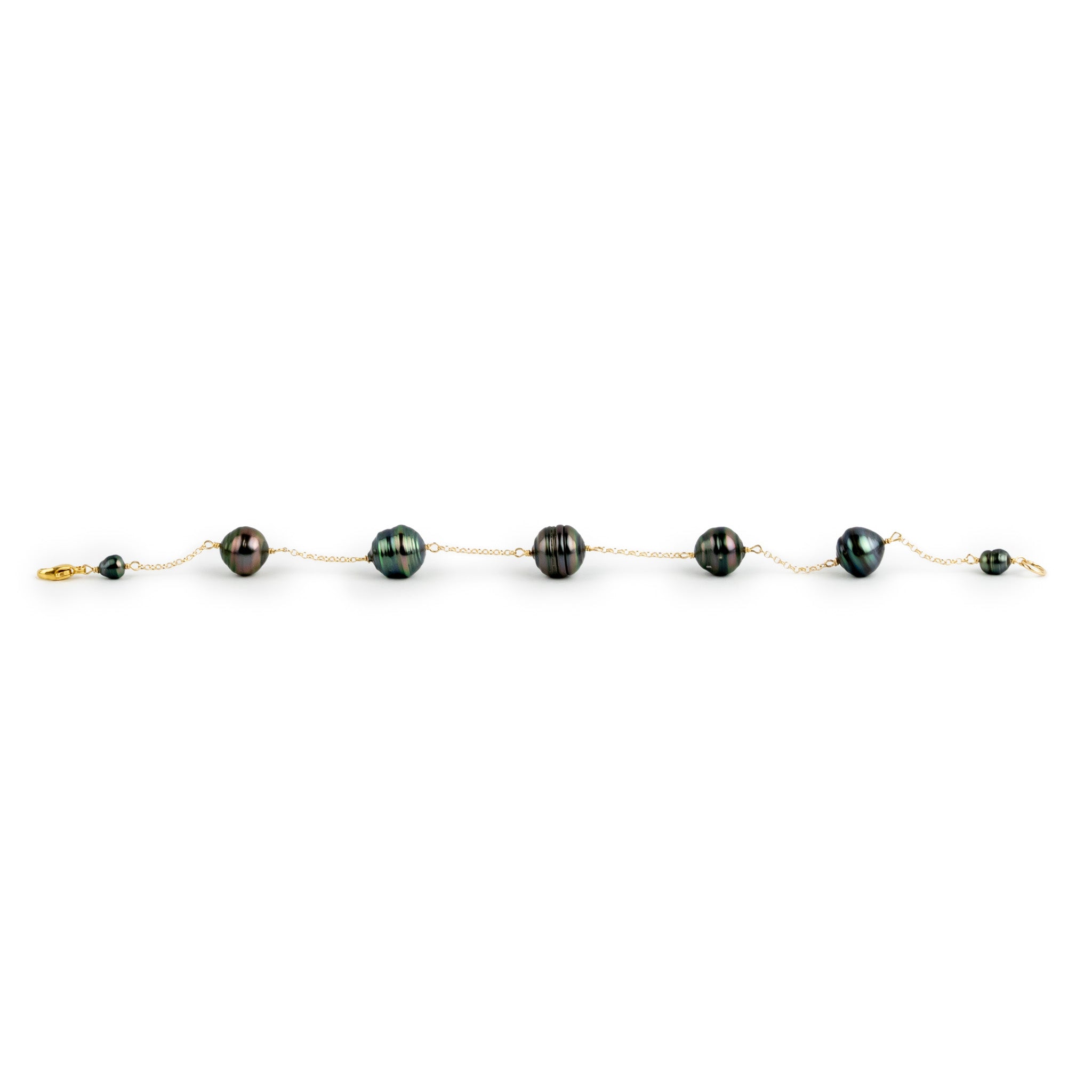 Peacock Circled Tin-Cup Tahitian Pearl Bracelet on Gold Filled
