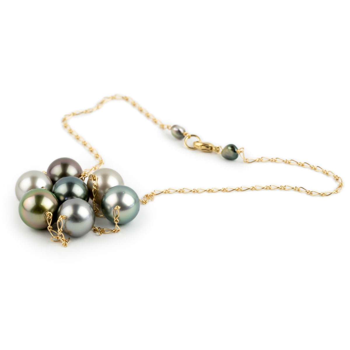 Tropical Sky Tin-Cup Tahitian Pearl Necklace on 14K Yellow Gold
