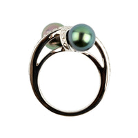 Tahitian Pearl & Diamond Tehau Ring on 14K White Gold