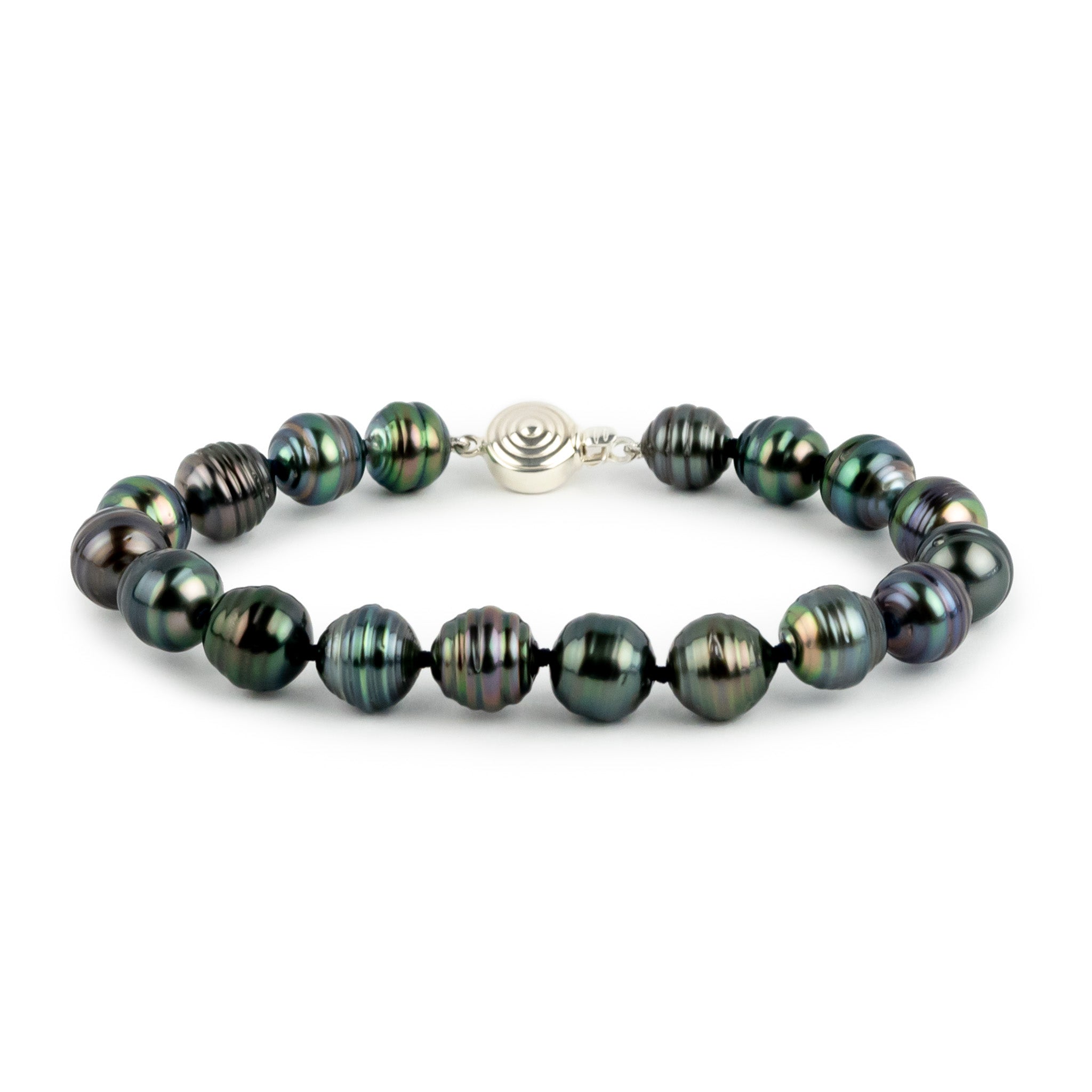 Prismatic Circled 7.3-8.8mm Tahitian Pearl Bracelet