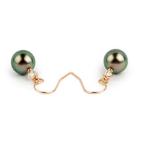 Tahitian Pearl & Diamond Aurora French Hook Earrings on 14K Rose Gold