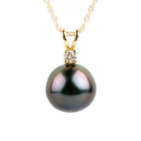 Tahitian Pearl & Diamond Deep Purple Étoile Necklace on 10K Yellow Gold