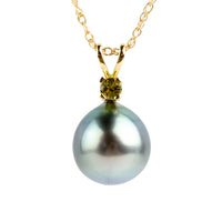 Tahitian Pearl & Peridot Sky Blue Étoile Necklace on 10K Gold