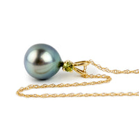 Tahitian Pearl & Peridot Sky Blue Étoile Necklace on 10K Gold