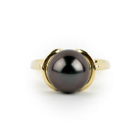 Deep Plum Tahitian Pearl Petal Ring