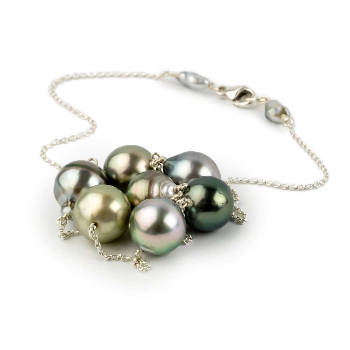 Pastel Baroque Tin-Cup Tahitian Pearl Necklace on Sterling Silver