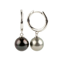Bordeaux & Champagne 10.2mm Tahitian Pearl Hoop Earrings on Sterling Silver