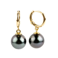 Lavender Blue Tahitian Pearl Huggie Hoop Earrings