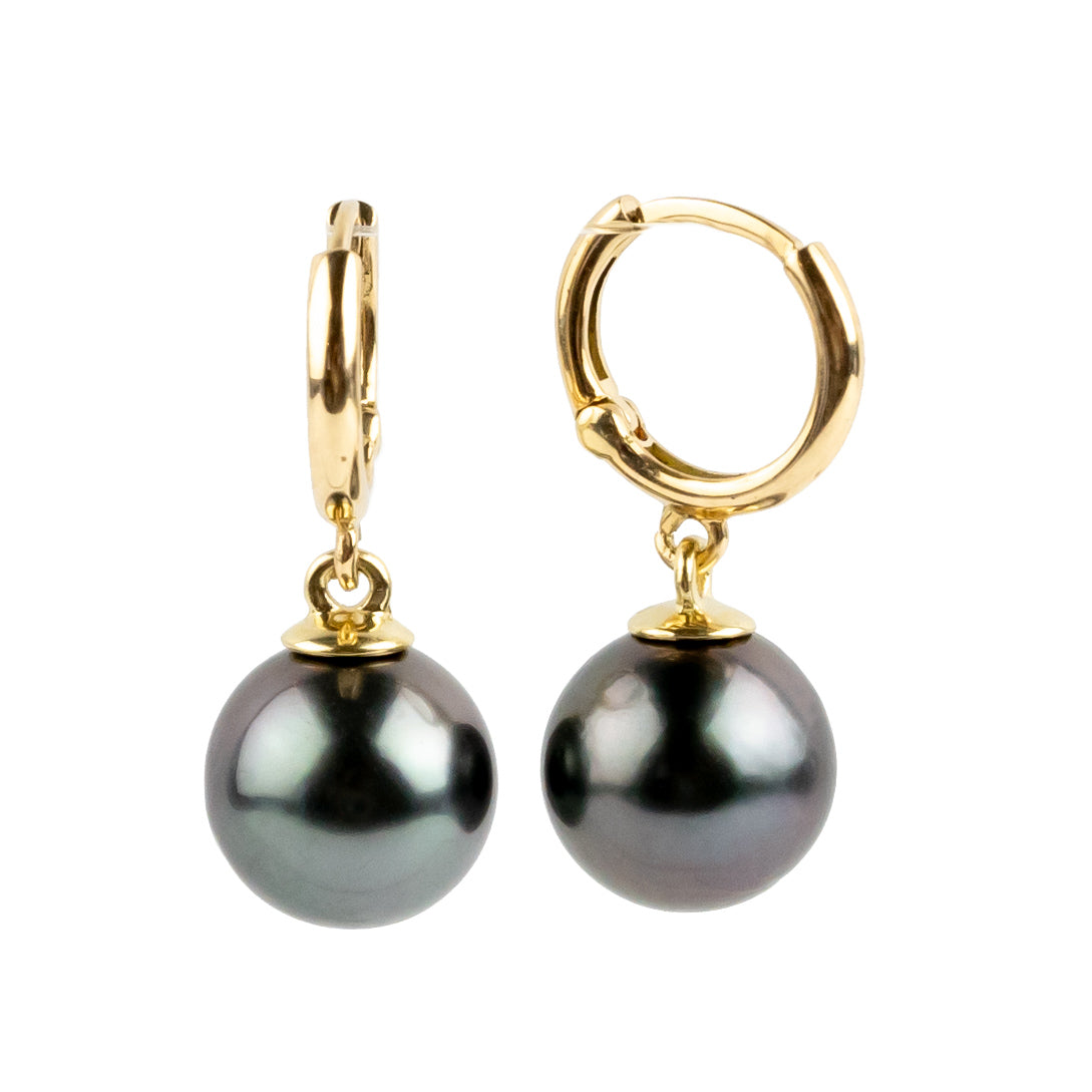 Lavender Blue Tahitian Pearl Huggie Hoop Earrings