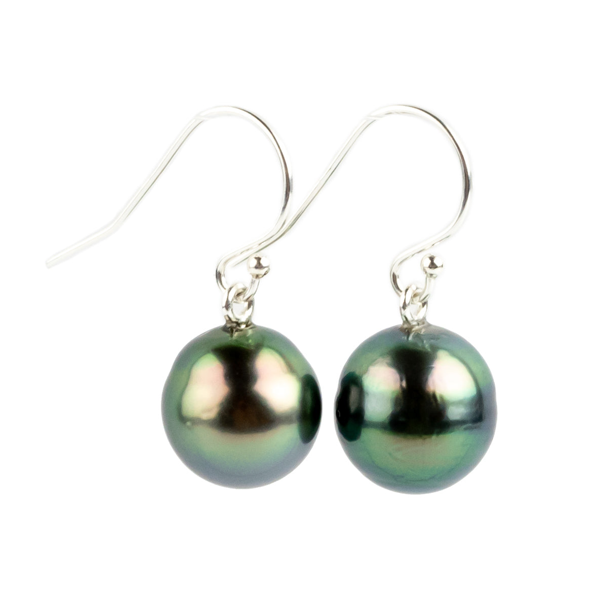 Pink Peacock Tahitian Pearl Dangles on Sterling Silver