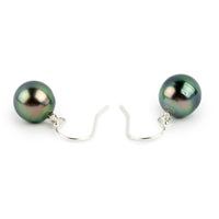 Pink Peacock Tahitian Pearl Dangles on Sterling Silver