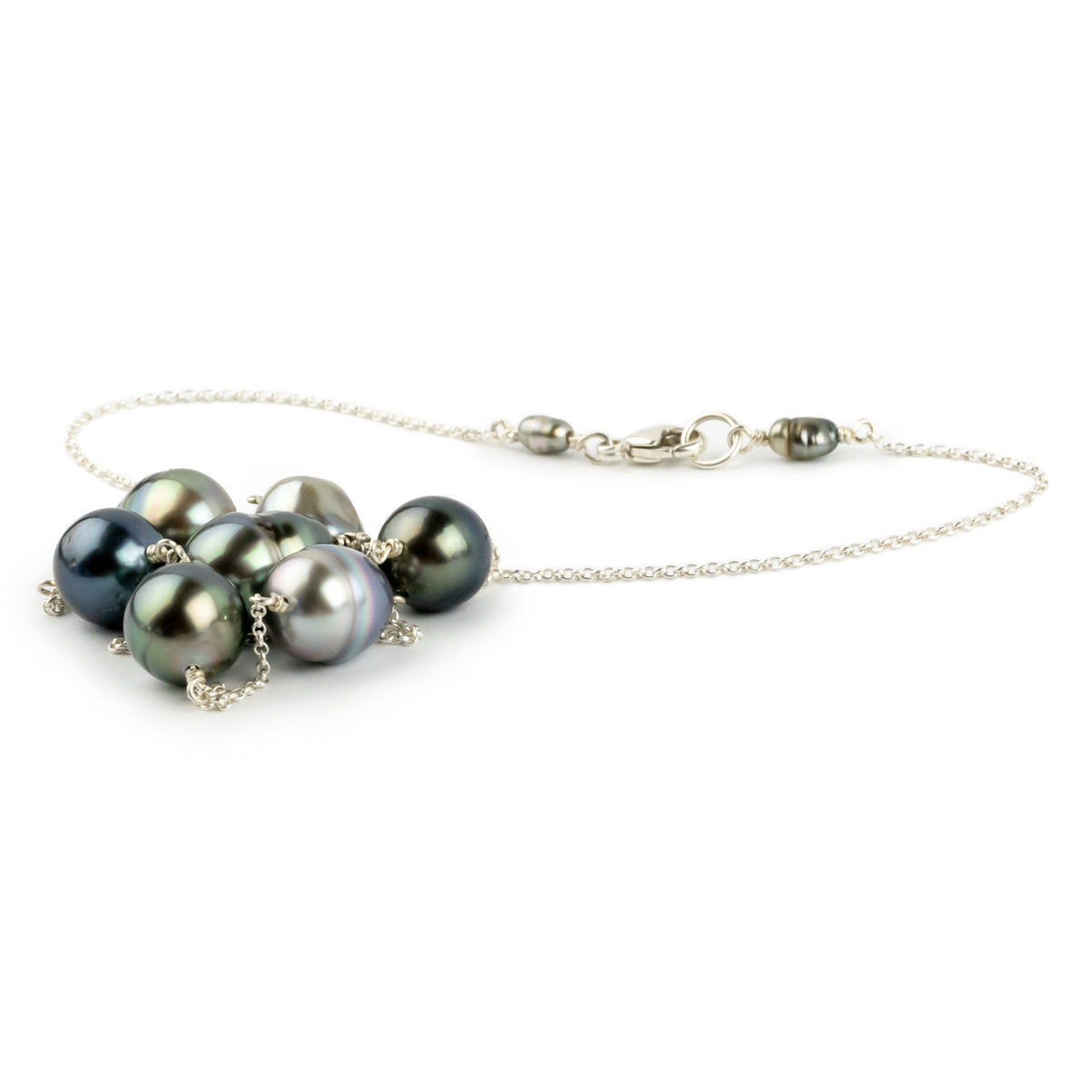 Summer Sky Tin-Cup Tahitian Pearl Necklace on Sterling Silver