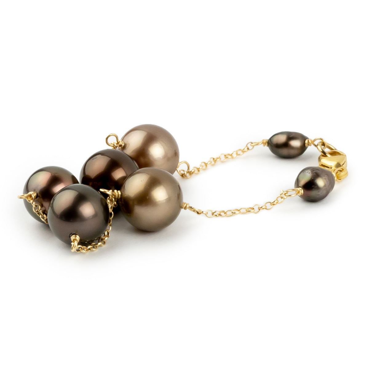 Terracotta Red Tin-Cup Tahitian Pearl Bracelet on 14/20 Gold Filled