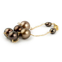 Terracotta Red Tin-Cup Tahitian Pearl Bracelet on 14/20 Gold Filled