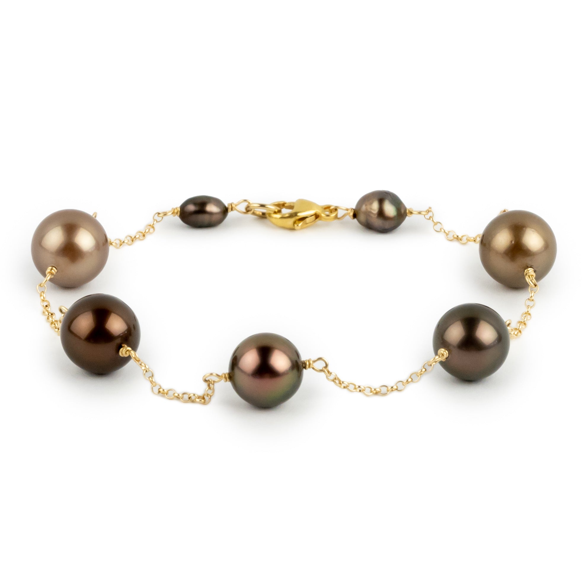 Terracotta Red Tin-Cup Tahitian Pearl Bracelet on 14/20 Gold Filled