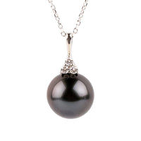 Deep Purple Tahitian Pearl & Diamond Toru Necklace on 14K White Gold