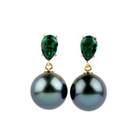 Tahitian Pearl & Emerald Sirène Earrings